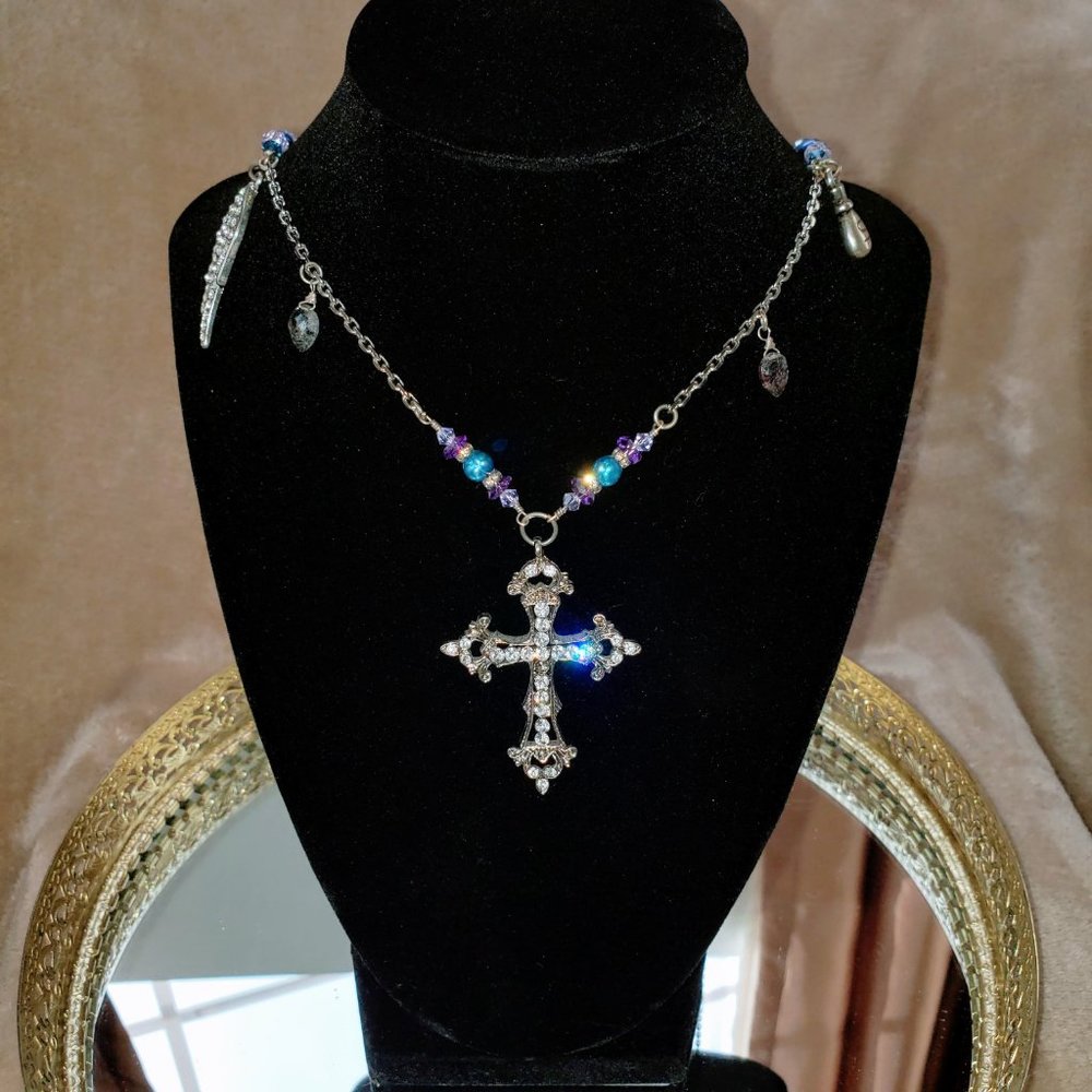 Silver Cross Necklace - Long/Extended Chain